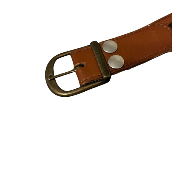 Vintage Ferrari Logo Brown Leather Belt Sz M - Picture 6 of 8